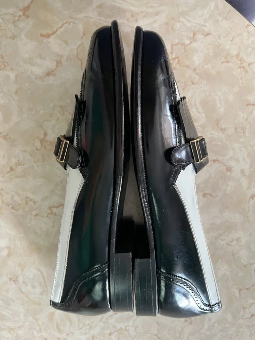 VTG Johnston & Murphy Sz 9M Men's Spectator Black and White Kiltie Loafers